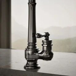 Pull-down kitchen sink faucet with three-function sprayhead^Kohler New