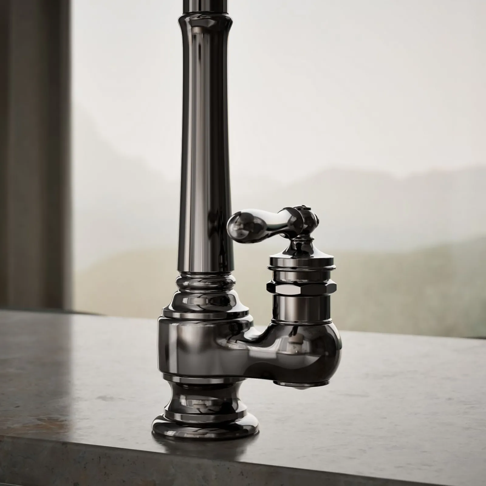 Pull-down kitchen sink faucet with three-function sprayhead^Kohler New
