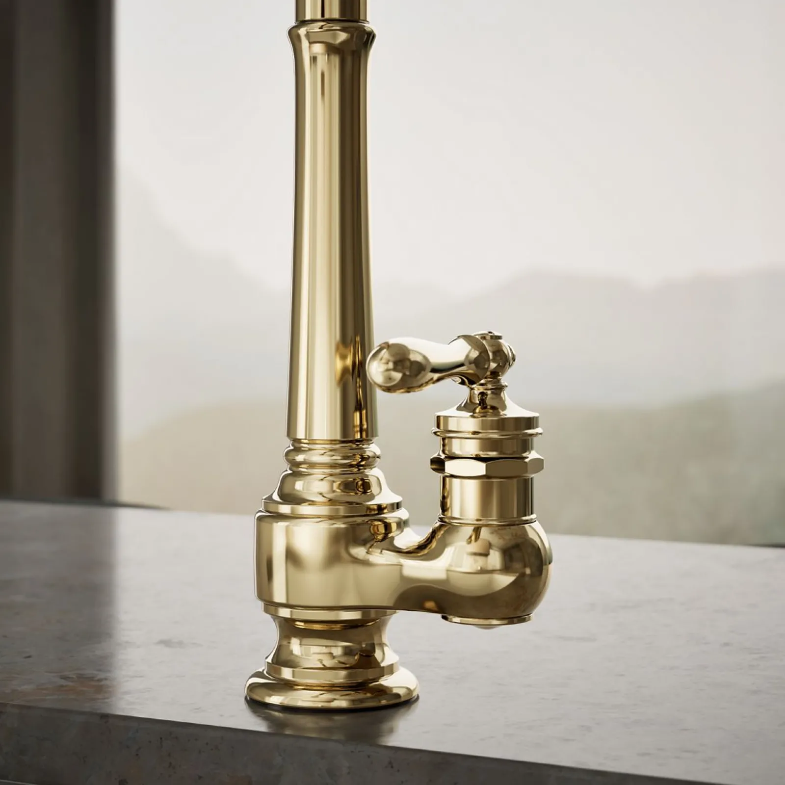 Pull-down kitchen sink faucet with three-function sprayhead^Kohler New