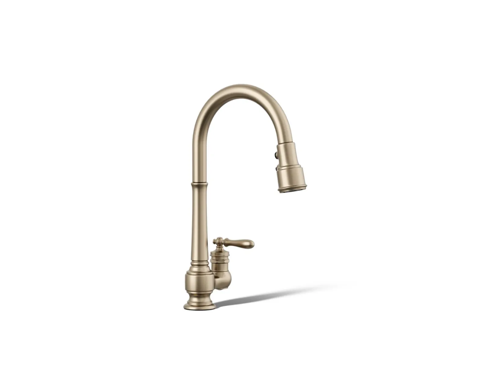 Pull-down kitchen sink faucet with three-function sprayhead^Kohler New