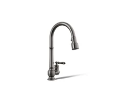 Pull-down kitchen sink faucet with three-function sprayhead^Kohler New