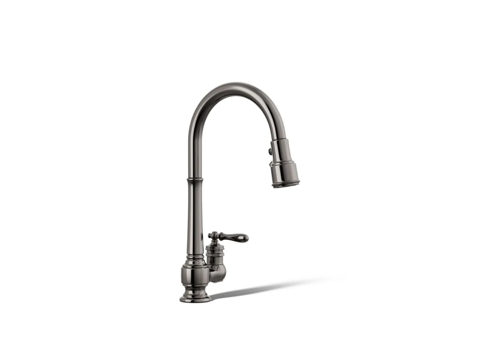 Pull-down kitchen sink faucet with three-function sprayhead^Kohler New