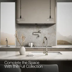 Pull-down kitchen sink faucet with three-function sprayhead^Kohler New