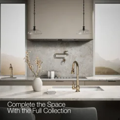 Pull-down kitchen sink faucet with three-function sprayhead^Kohler New