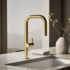 Pull-down kitchen sink faucet with two-function sprayhead^Kohler Discount