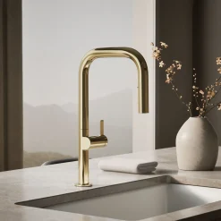 Pull-down kitchen sink faucet with two-function sprayhead^Kohler Discount