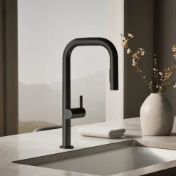 Pull-down kitchen sink faucet with two-function sprayhead^Kohler Discount