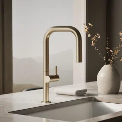 Pull-down kitchen sink faucet with two-function sprayhead^Kohler Discount