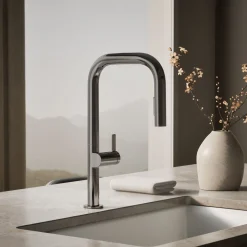 Pull-down kitchen sink faucet with two-function sprayhead^Kohler Discount