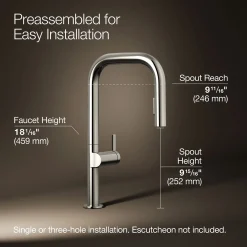 Pull-down kitchen sink faucet with two-function sprayhead^Kohler Discount