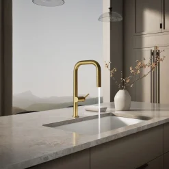 Pull-down kitchen sink faucet with two-function sprayhead^Kohler Discount