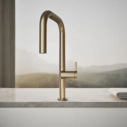 Pull-down kitchen sink faucet with two-function sprayhead^Kohler Discount
