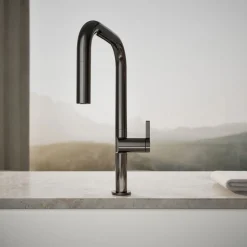 Pull-down kitchen sink faucet with two-function sprayhead^Kohler Discount