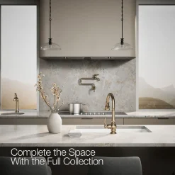 Pull-down kitchen sink faucet with three-function sprayhead^Kohler