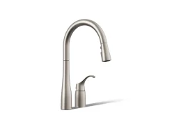 Pull-down kitchen sink faucet with three-function sprayhead^Kohler New
