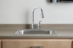 Pull-down kitchen sink faucet with three-function sprayhead^Kohler New
