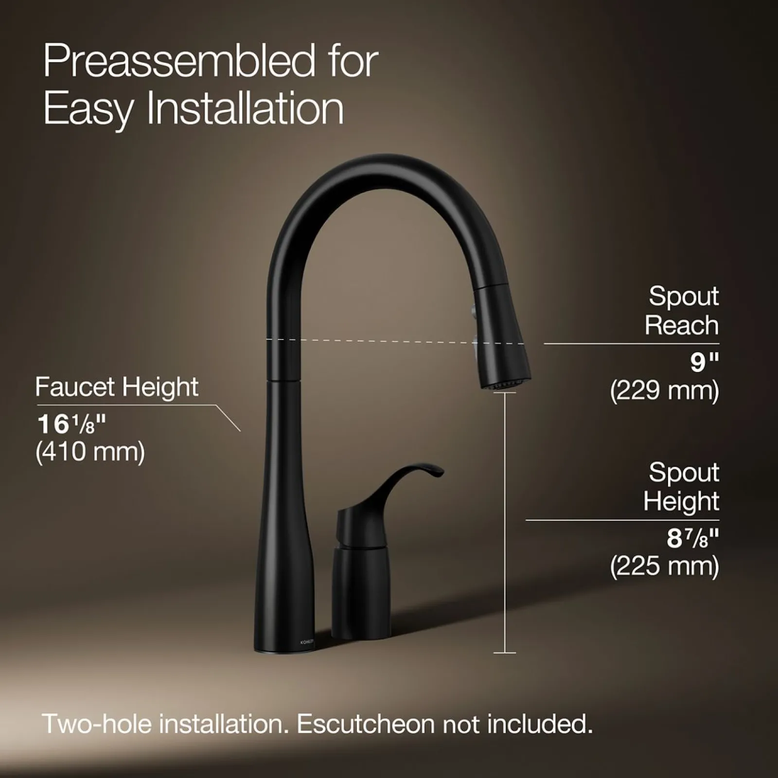 Pull-down kitchen sink faucet with three-function sprayhead^Kohler New