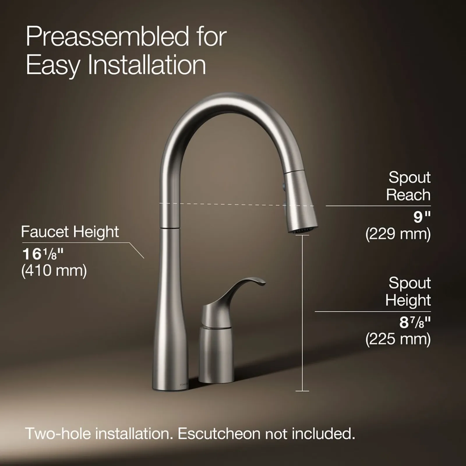 Pull-down kitchen sink faucet with three-function sprayhead^Kohler New