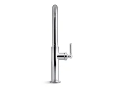 Pull-down kitchen sink faucet with three-function sprayhead^Kohler