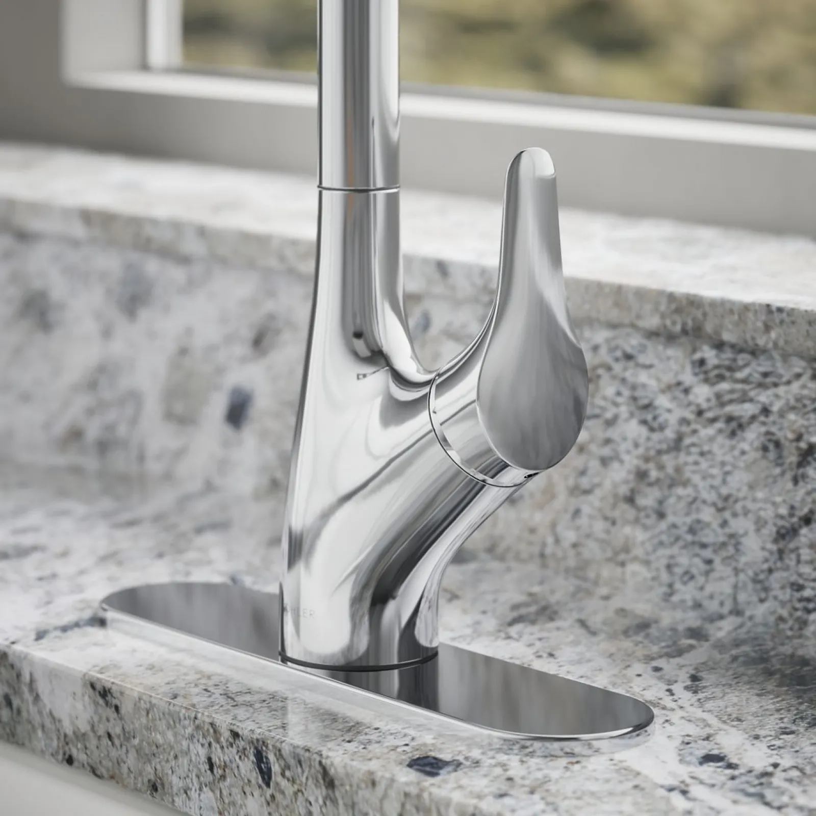 Pull-down kitchen sink faucet with two-function sprayhead^Kohler New