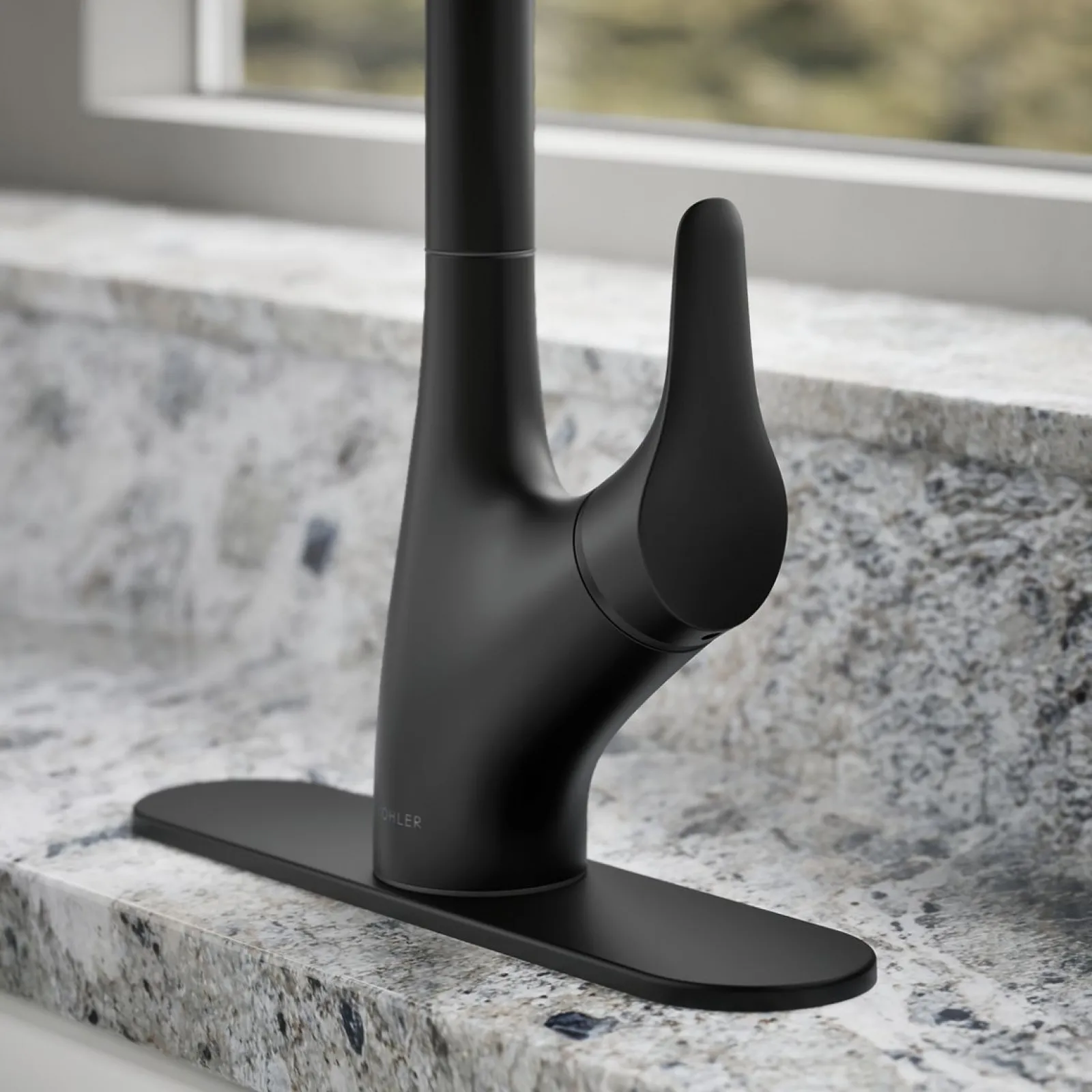 Pull-down kitchen sink faucet with two-function sprayhead^Kohler New