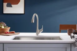 Pull-down kitchen sink faucet with two-function sprayhead^Kohler New