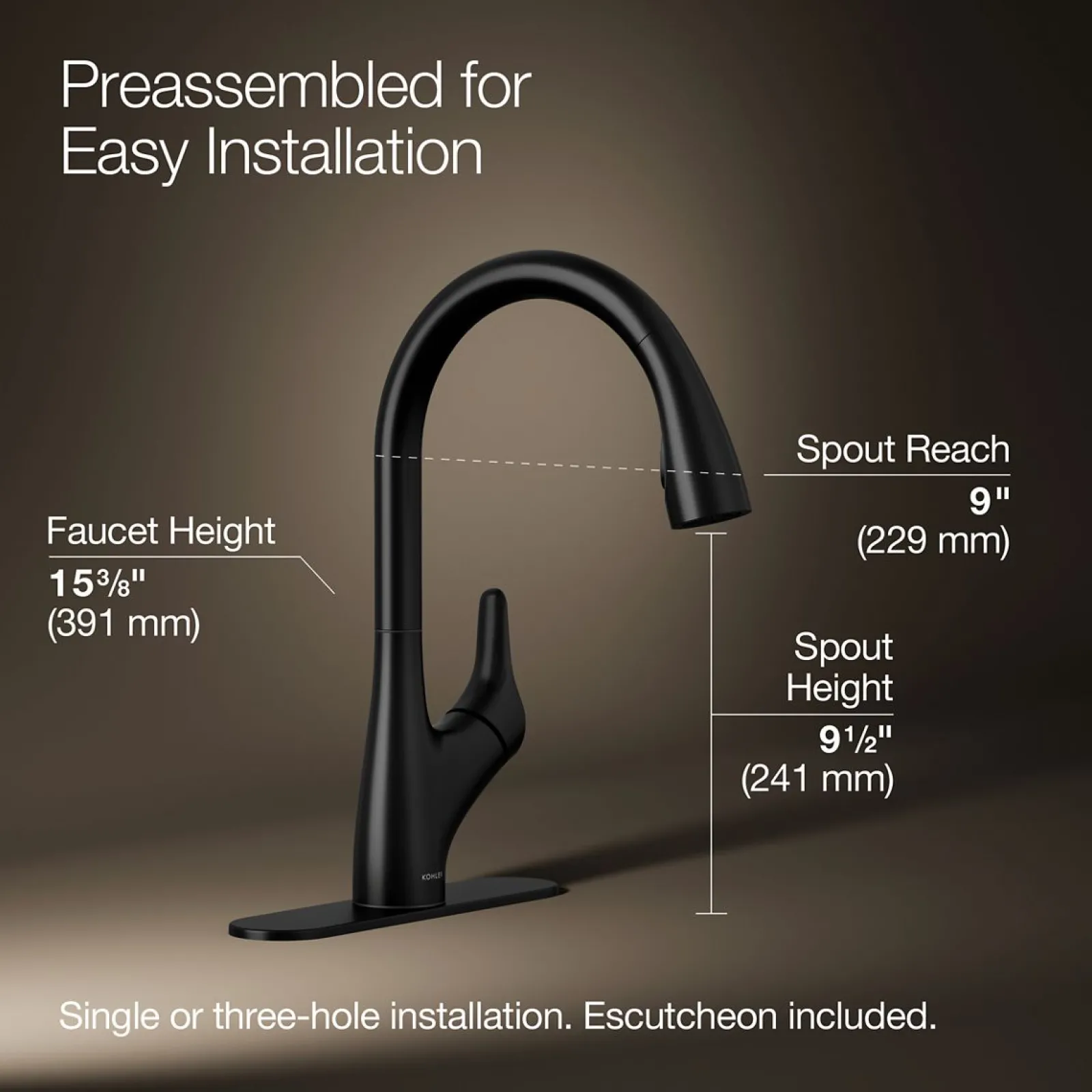 Pull-down kitchen sink faucet with two-function sprayhead^Kohler New