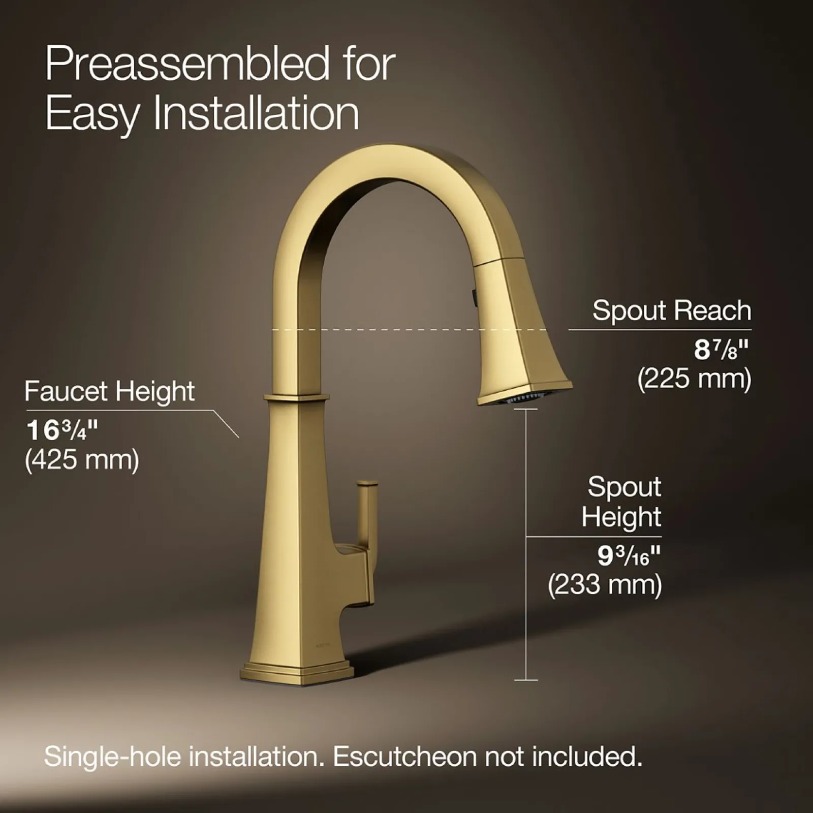 Pull-down kitchen sink faucet with three-function sprayhead^Kohler Clearance