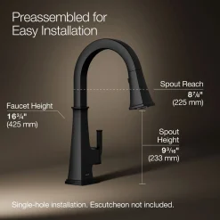 Pull-down kitchen sink faucet with three-function sprayhead^Kohler Clearance
