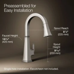 Pull-down kitchen sink faucet with three-function sprayhead^Kohler Clearance