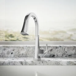 Pull-down kitchen sink faucet with three-function sprayhead^Kohler Clearance