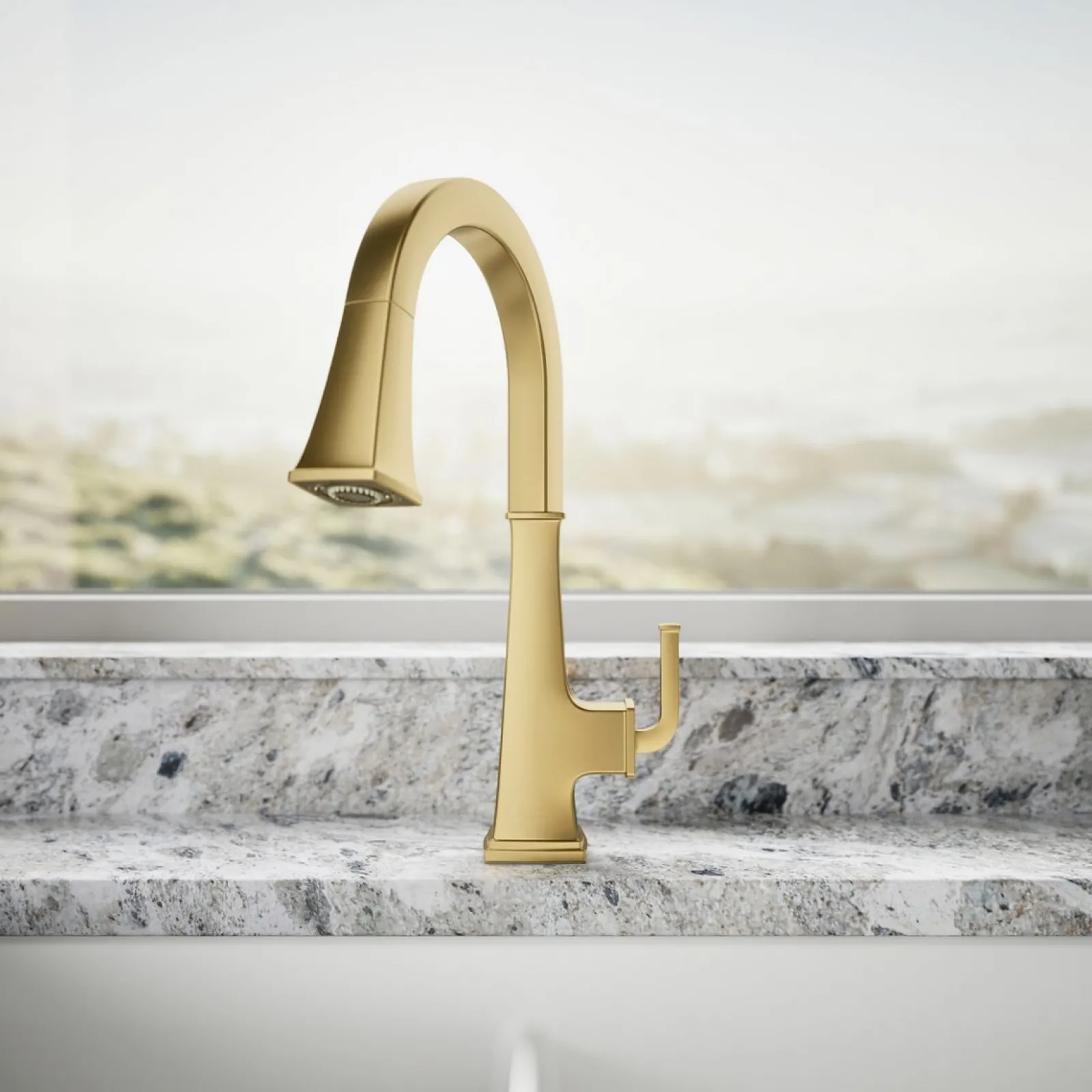Pull-down kitchen sink faucet with three-function sprayhead^Kohler Clearance