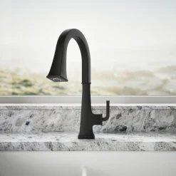 Pull-down kitchen sink faucet with three-function sprayhead^Kohler Clearance