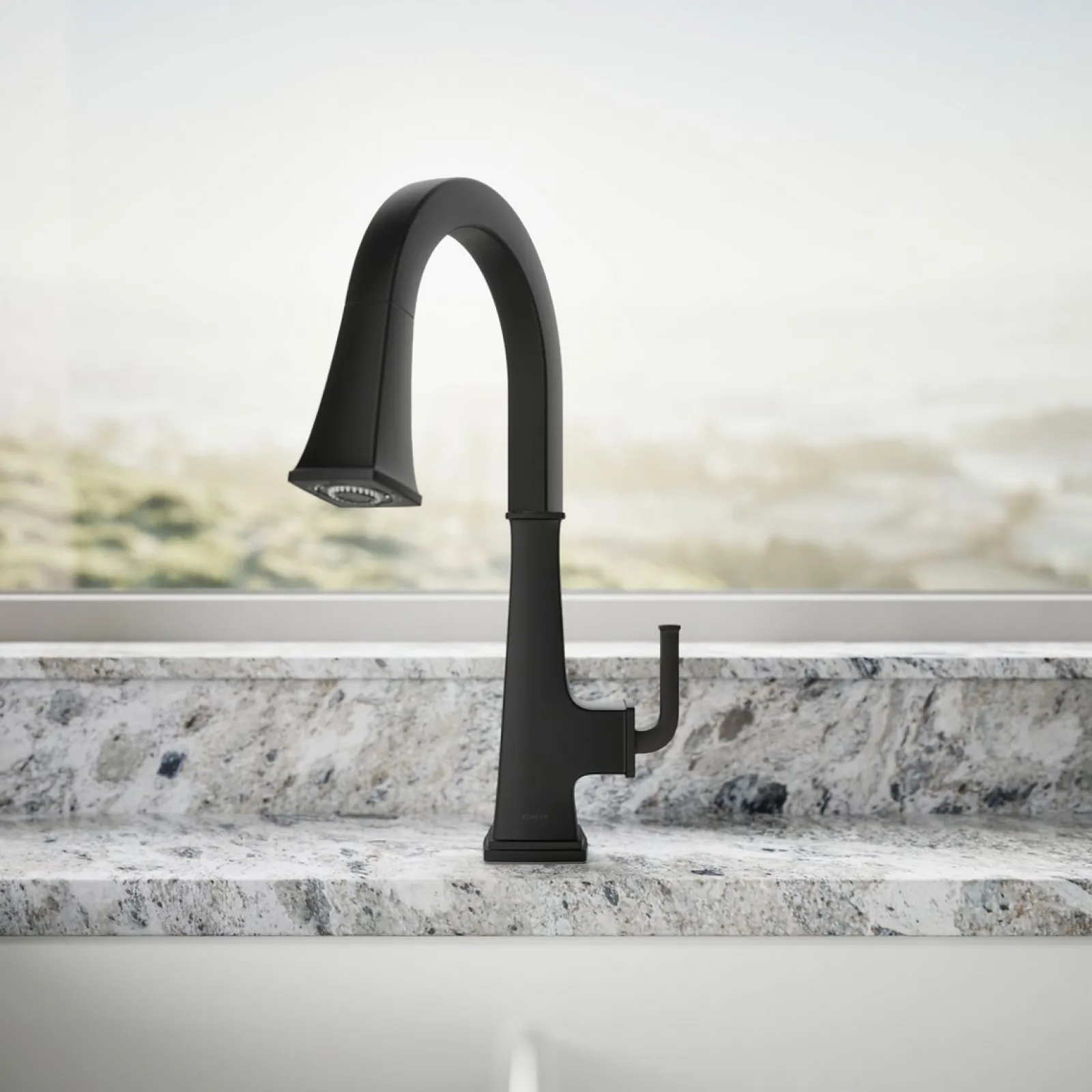 Pull-down kitchen sink faucet with three-function sprayhead^Kohler Clearance