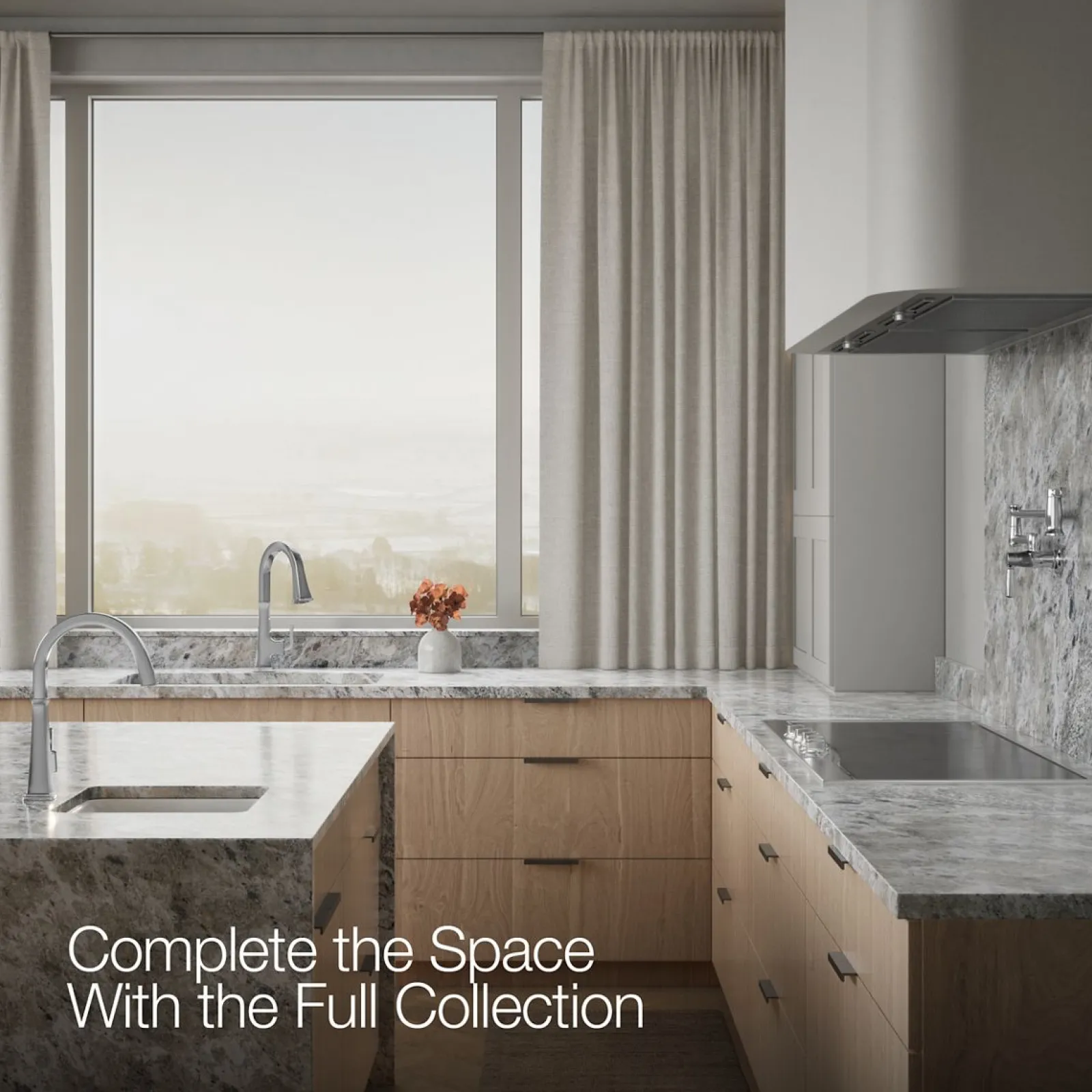 Pull-down kitchen sink faucet with three-function sprayhead^Kohler Clearance