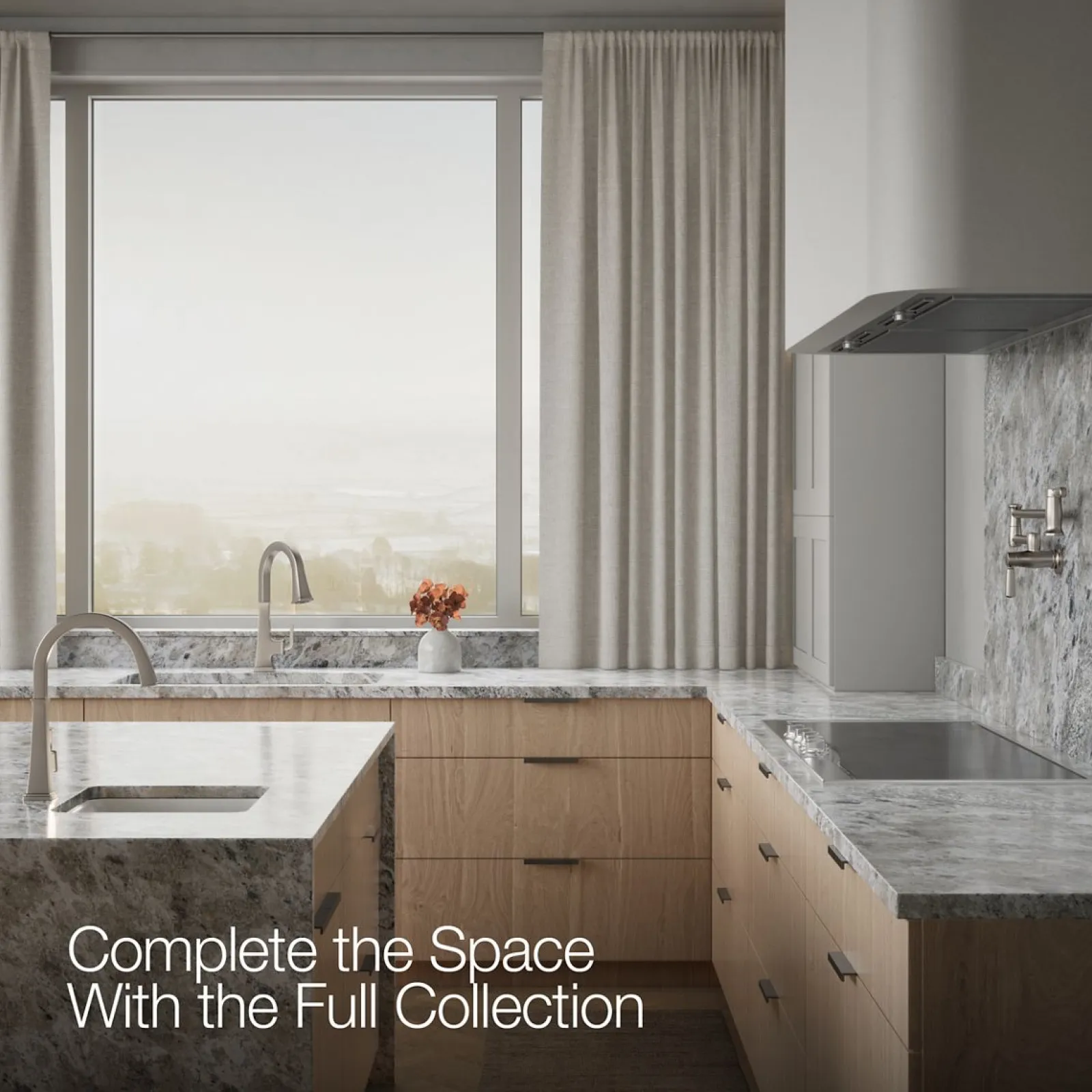 Pull-down kitchen sink faucet with three-function sprayhead^Kohler Clearance