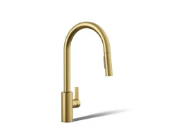 Pull-down kitchen sink faucet with two-function sprayhead^Kohler