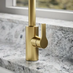 Pull-down kitchen sink faucet with two-function sprayhead^Kohler