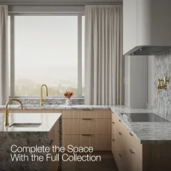 Pull-down kitchen sink faucet with three-function sprayhead^Kohler Hot