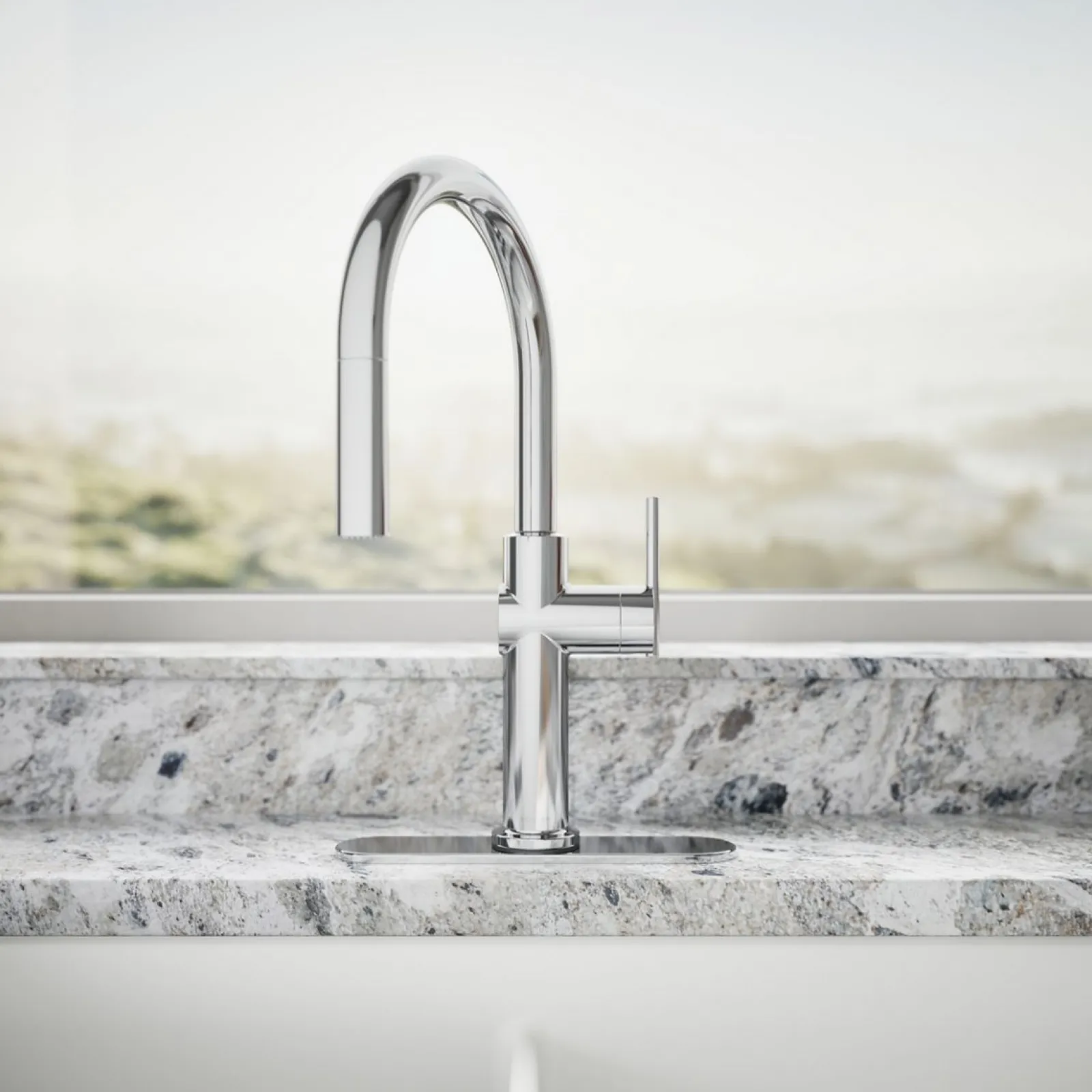 Pull-down kitchen sink faucet with three-function sprayhead^Kohler Discount