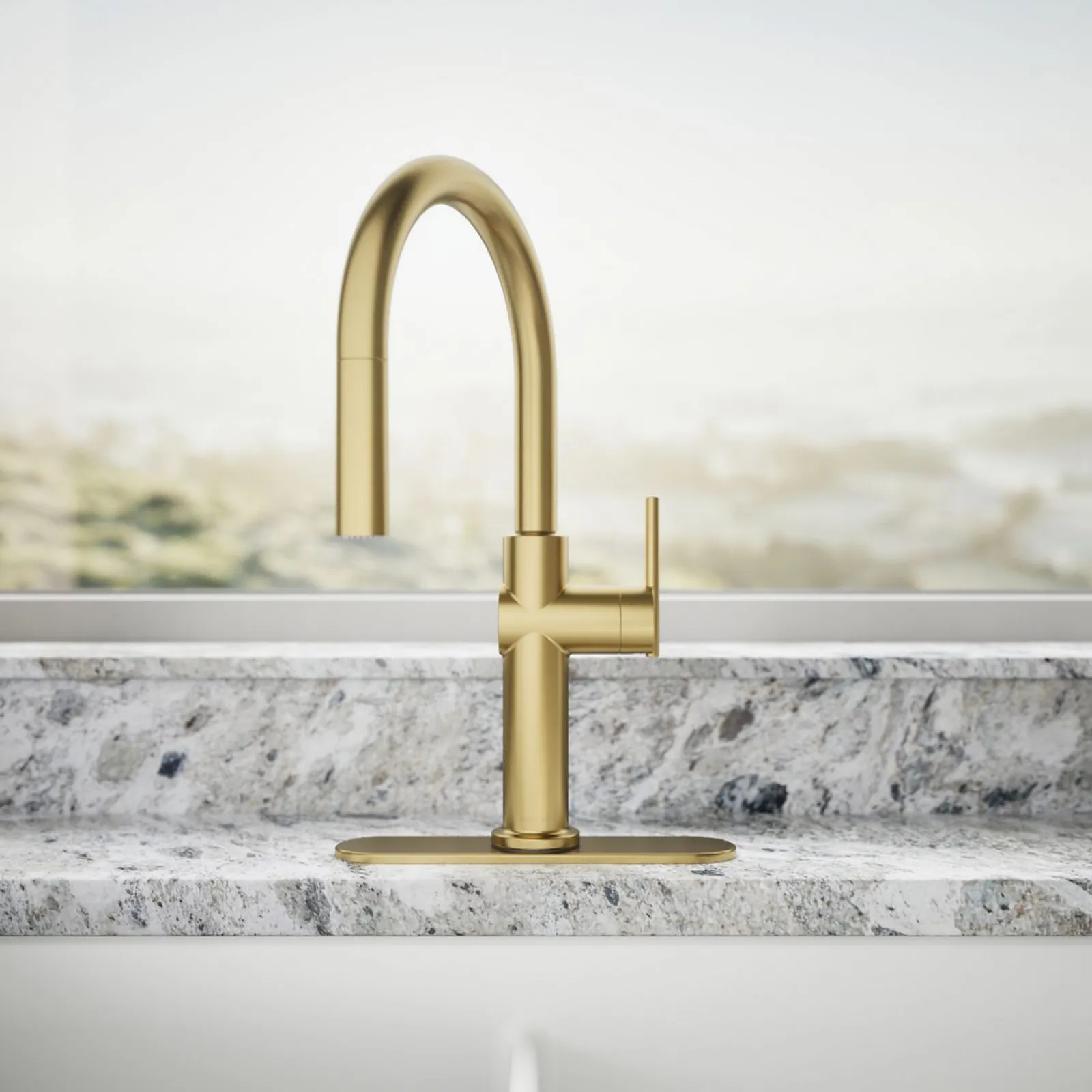 Pull-down kitchen sink faucet with three-function sprayhead^Kohler Discount