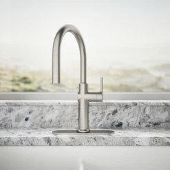 Pull-down kitchen sink faucet with three-function sprayhead^Kohler Discount