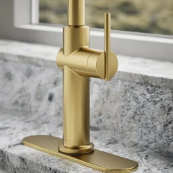 Pull-down kitchen sink faucet with three-function sprayhead^Kohler Discount