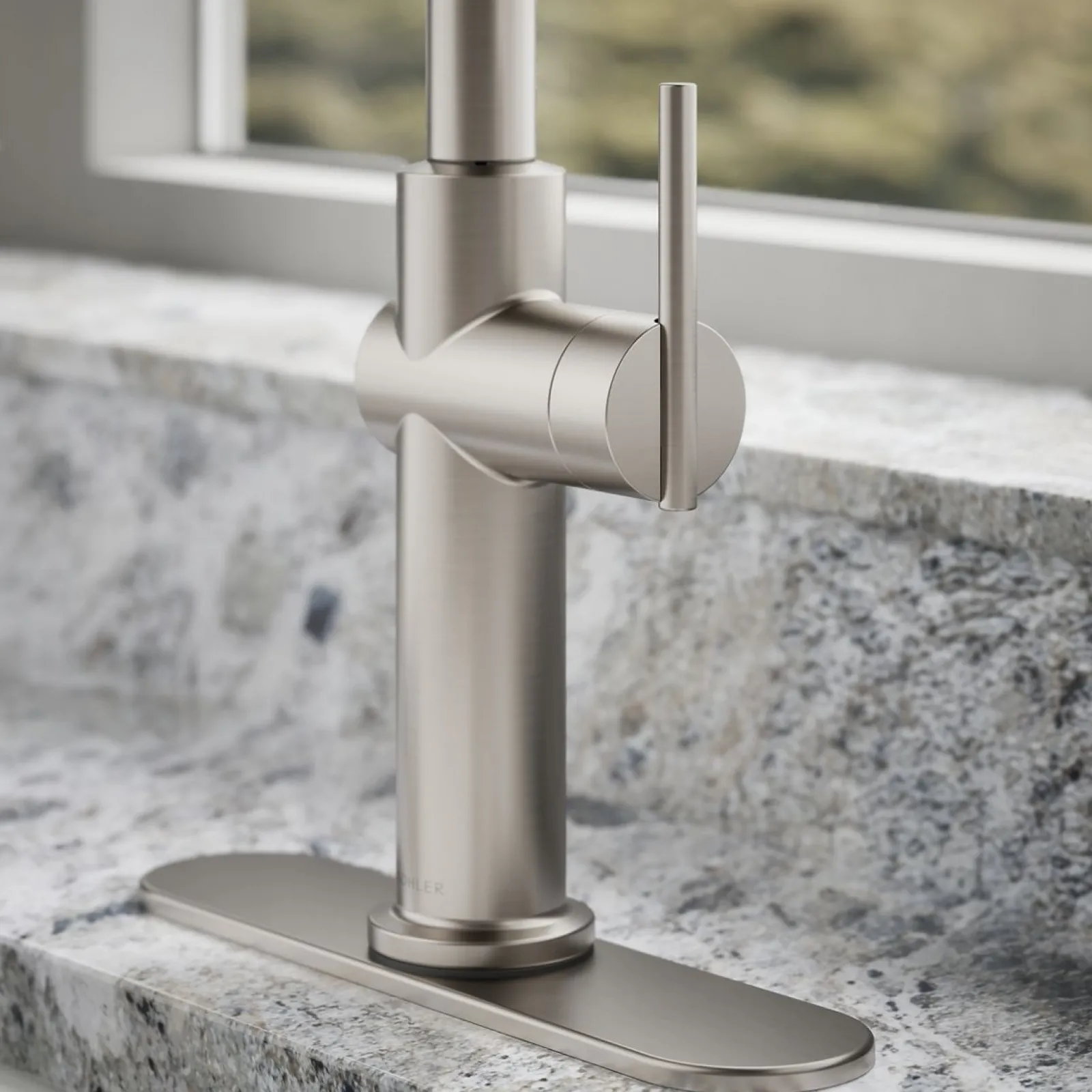 Pull-down kitchen sink faucet with three-function sprayhead^Kohler Discount