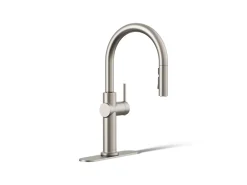 Pull-down kitchen sink faucet with three-function sprayhead^Kohler Discount