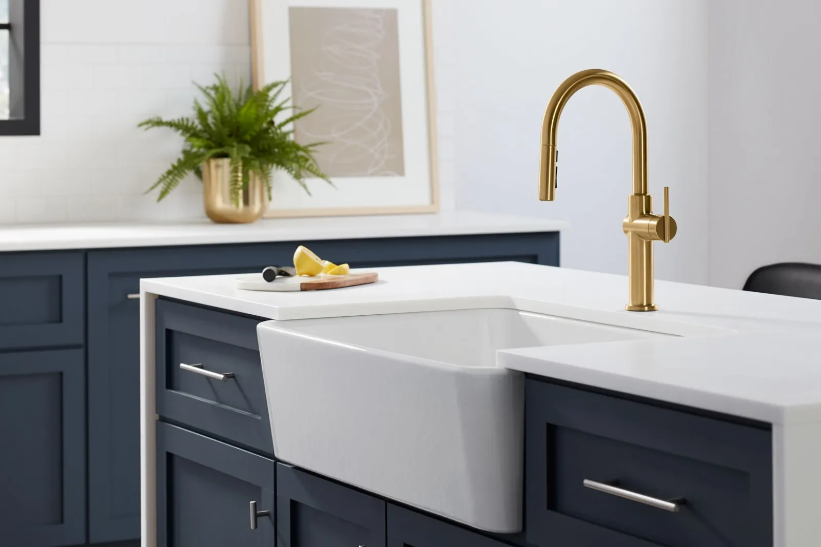 Pull-down kitchen sink faucet with three-function sprayhead^Kohler Discount