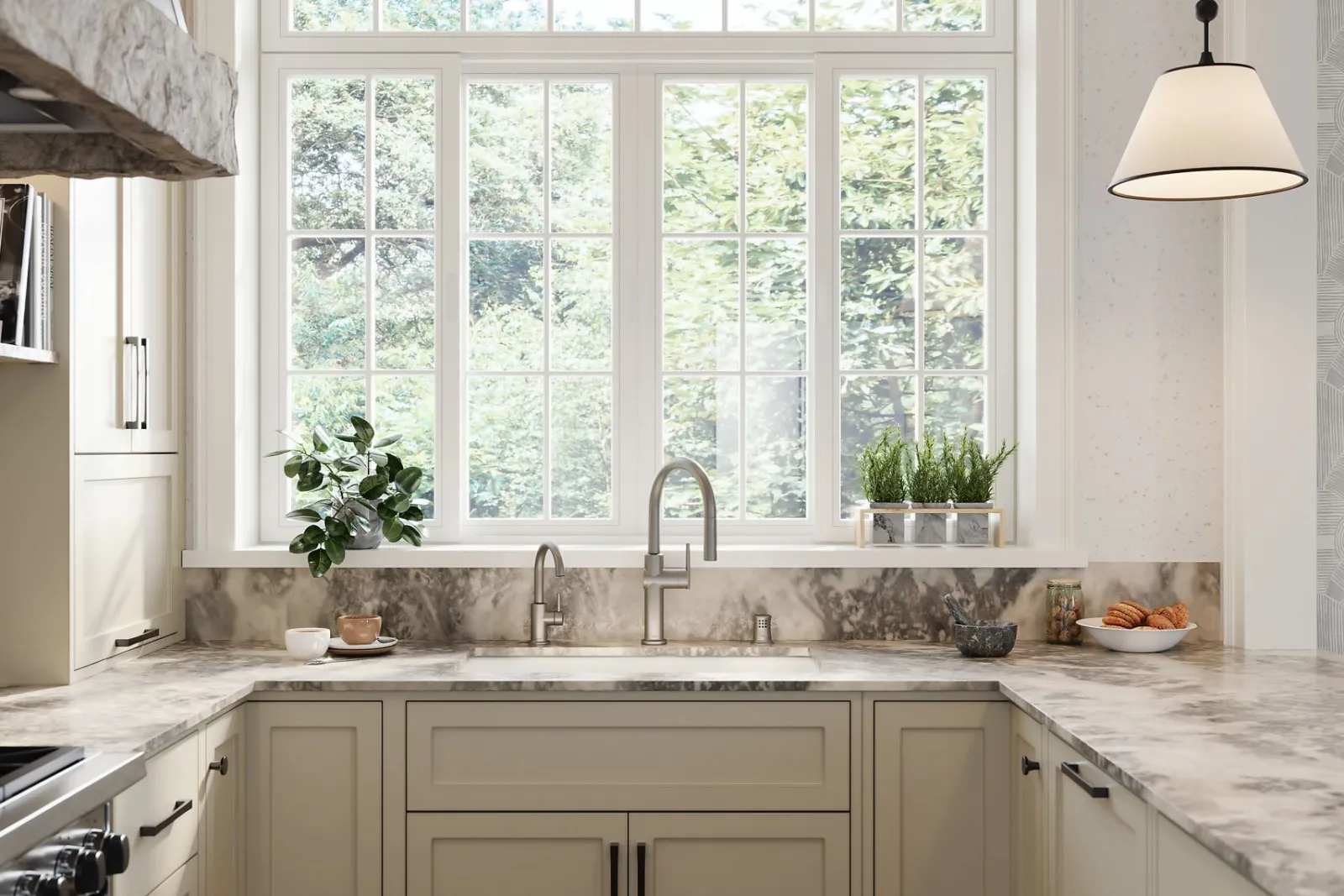 Pull-down kitchen sink faucet with three-function sprayhead^Kohler Discount