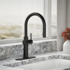 Pull-down kitchen sink faucet with three-function sprayhead^Kohler Discount