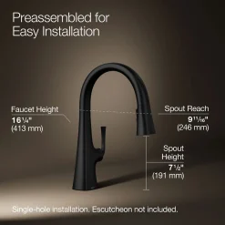 Pull-down kitchen sink faucet with three-function sprayhead^Kohler Outlet