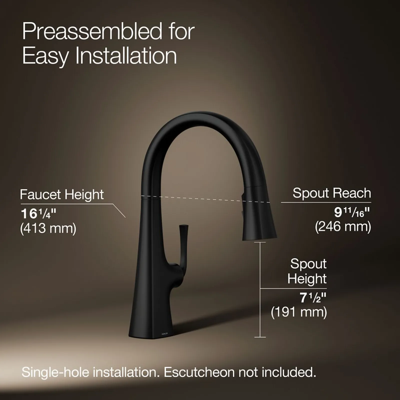Pull-down kitchen sink faucet with three-function sprayhead^Kohler Outlet
